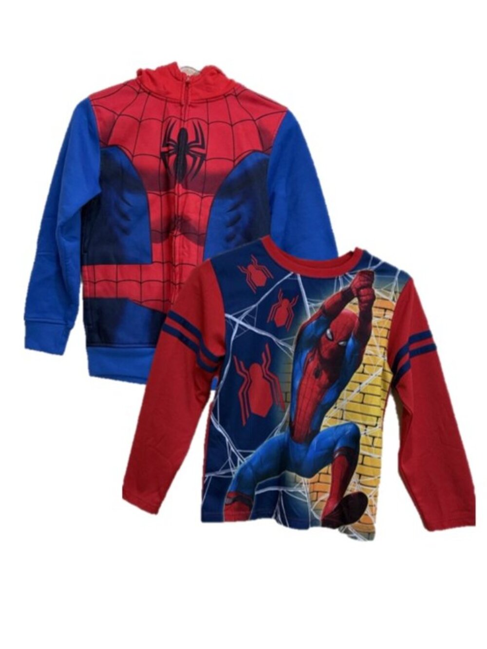 Marvel Spider-Man Boys Size 10/12 Costume Hoodie & Long Sleeve Shirt Bundle